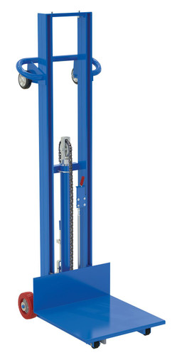 Vestil Steel Lite Load Lift With Foot Pump, Fixed Wheels and Manual Floor Lock - 20 In. x 20 In. Platform 400 lb - Blue