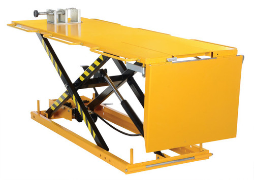 Vestil Manual Hydraulic Motorcycle Lift - 108 In. x 35 In. x 7 In. 1100 lb - Yellow