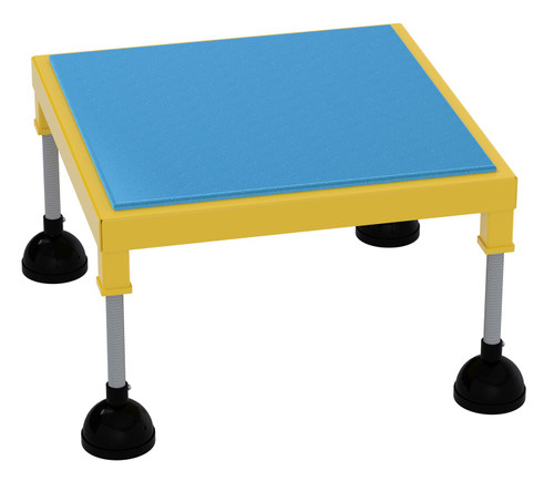 Vestil Steel Portable Adjustable Height Worker Stand High Ergonomic Deck - 26-1/2 In. x 26-1/2 In. x 11-1/2 In. 500 lb - Yellow