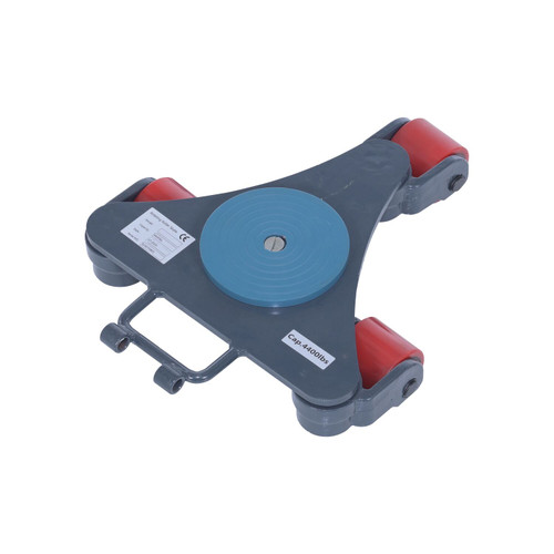 Vestil Steel Multi Direction Machinery Skate Without Handle - 15 In. Length x 13 In. Width x 4-7/16 In. Height 4,400 lb - Blue and Gray