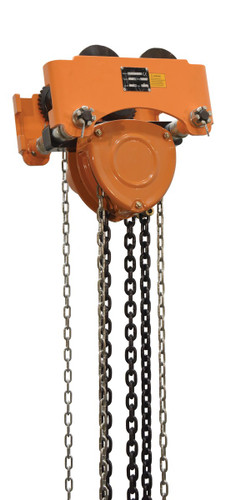 Vestil Steel Low Headroom Chain Hoist Gear Trolley - 14 In. x 12-1/2 In. x 14 In. 4,000 lb - Orange