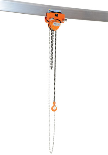 Vestil Steel Low Headroom Chain Hoist Push Trolley - 14 In. x 11-1/2 In. x 14 In. 4,000 lb - Orange