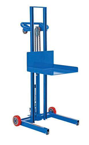Vestil Steel Low Profile Lite Load Lift With Foot Pump and Fixed Wheels - 20 In. x 20 In. Platform 400 lb - Blue