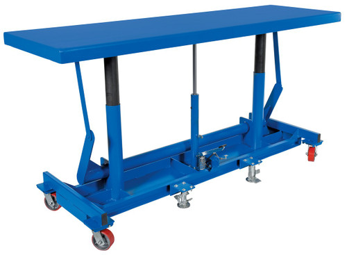 Vestil Steel Ergonomic Long Deck Cart - 96 In. x 30-1/4 In. x 31 In. 4,000 lb - Blue