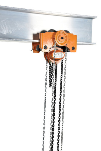 Vestil Steel Low Headroom Chain Hoist Gear Trolley - 17 In. x 13-1/2 In. x 15 In. 6,000 lb - Orange
