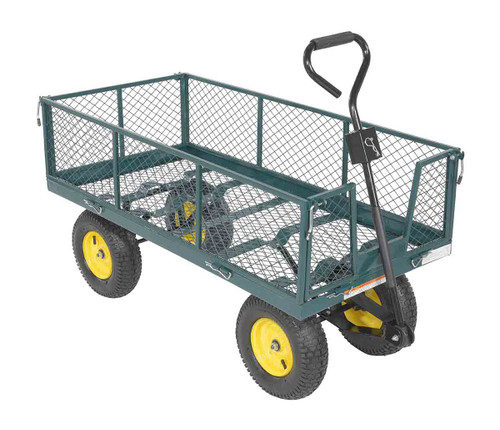 Vestil Steel Landscape Cart with Fold Down Side - 53 In. x 24 In. x 26 In. 1000 lb - Green