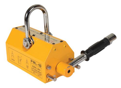 Vestil Steel and Neodymium Magnetic Lifter - 10-3/8 In. x 6-5/8 In. x 6-5/8 In. 2,200 lb - Yellow