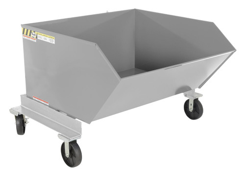 Vestil Steel Portable Tilting Hopper - 1 Cubic Yard 2,000 lb - Silver