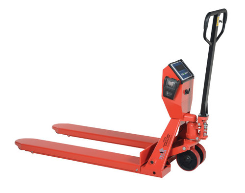 Vestil Steel Low Profile Pallet Truck with Scale and Printer - 66 In. x 28 In. x 48 In. 5000 lb - Red