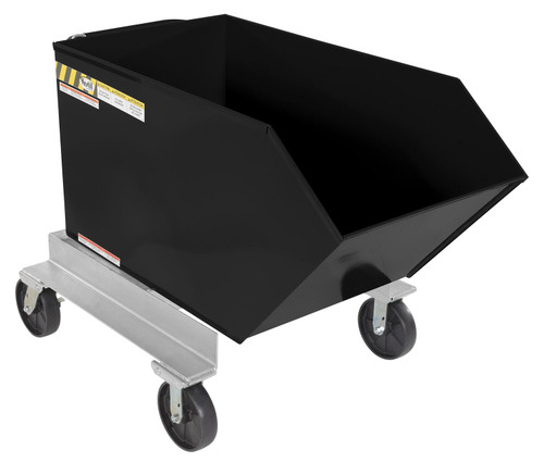 Vestil Steel Portable Tilting Hopper - 1/2 Cubic Yard 2,000 lb - Black