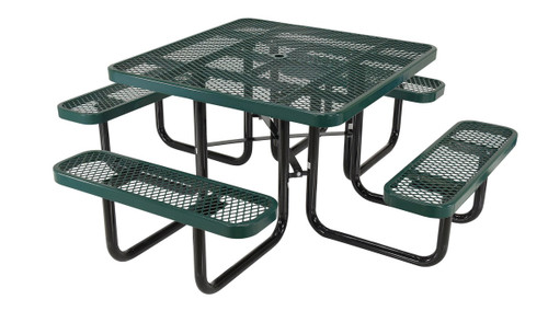 Vestil Steel Picnic Table Expanded Metal Square Top - 46 In. x 46 In. - Green