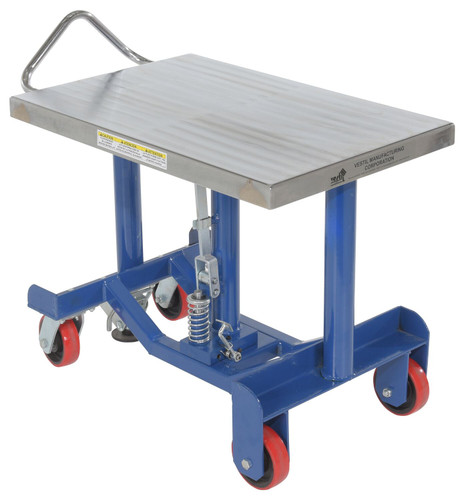 Vestil Steel Low Profile Post Lift Table - 34 In. x 20 In. x 26 In. 1000 lb - Blue