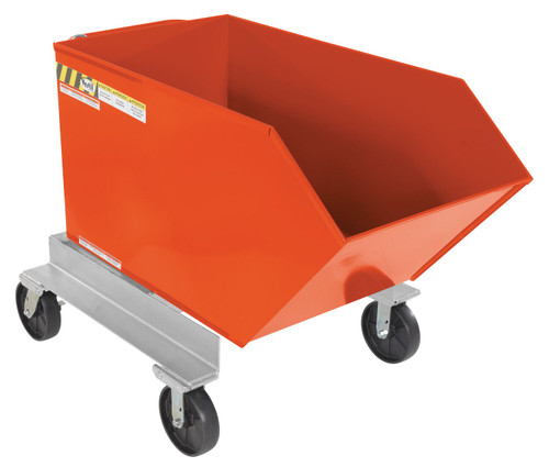 Vestil Steel Portable Tilting Hopper - 1/2 Cubic Yard 2,000 lb - Orange