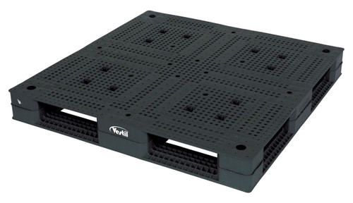 Vestil High Density Polyethylene Standard Rackable Pallet/Skid - 47-1/4 In. x 47-1/4 In. x 6 In. 22,000 lb Floor - Black