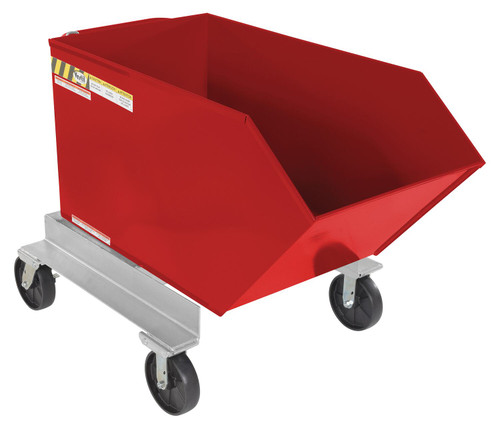 Vestil Steel Portable Tilting Hopper - 1/2 Cubic Yard 2,000 lb - Red