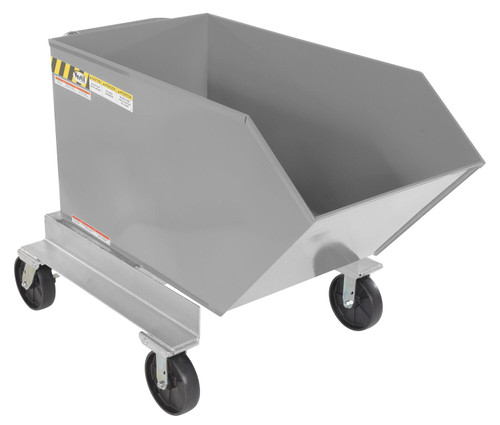 Vestil Steel Portable Tilting Hopper - 1/2 Cubic Yard 2,000 lb - Silver