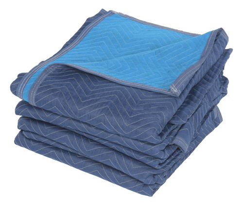 Vestil Polyester/Non-Woven Cotton Heavy Duty Quilted Moving Pads - 80 In. x 72 In. x 1 In. 4 Pack - Blue