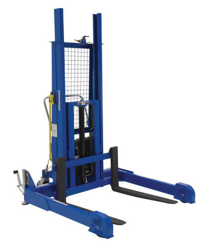 Vestil Steel Pallet Master/Server Stacker - 12 Volt DC Powered 60 In. Raised Height 4,000 lb - Blue