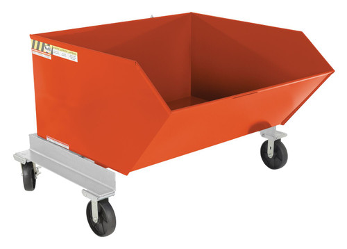 Vestil Steel Portable Tilting Hopper - 1 Cubic Yard 2,000 lb - Orange