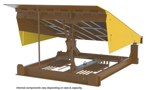 Vestil Steel Pull Chain Mechanical Dock Leveler - 74 In. W x 62 In. L x 24 In. D Pit Dimensions 20000 lb - Brown/Yellow
