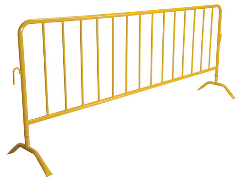 Vestil Steel Crowd Control Interlocking Barrier with Curved Feet - 101-3/16 In. Length - Yellow