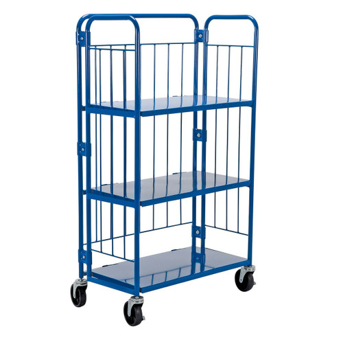 Vestil Steel Foldable/Nestable Roller Container - 3 Shelf 18 In. x 34 In. x 59 In. 990 lb - Blue