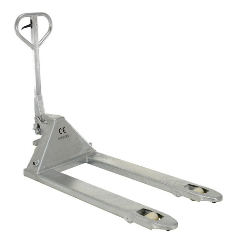 Vestil Galvanized Steel Pallet Truck - 62 In. x 27 In. x 48 In. 5500 lb - Gray