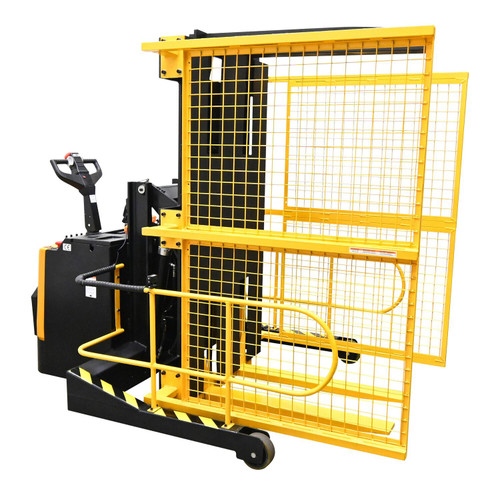 Vestil Steel Portable Pallet Inverter With Cage - 32 In. to 76 In Fork Opening 3,000 lb - Yellow/Black