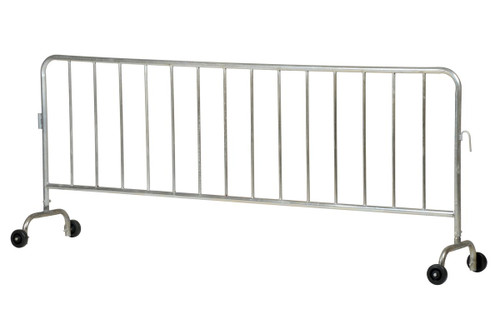 Vestil Steel Crowd Control Interlocking Barrier with Wheeled Feet - 101-3/16 In. Length - Silver