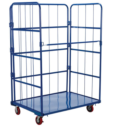 Vestil Steel Foldable/Nestable Roller Container - 1 Shelf 31-1/4 In. x 43-5/8 In. x 65-1/2 In. 800 lb - Blue