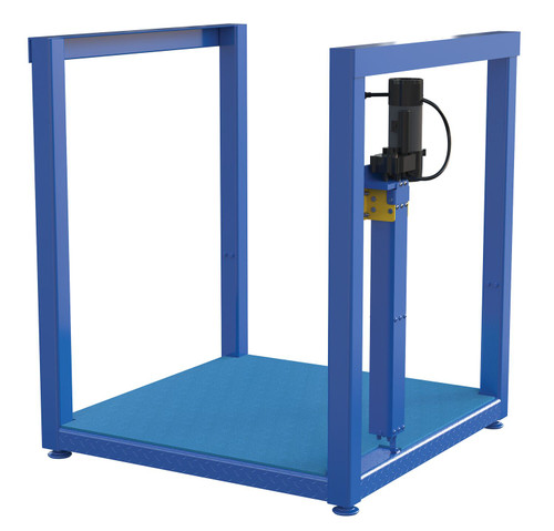 Vestil Steel Ergonomic Electric/Hydraulic Post-Crank Worker Platform With Mat - 36-1/4 In. x 37-3/16 In. x 42-5/8 In. 500 lb - Blue