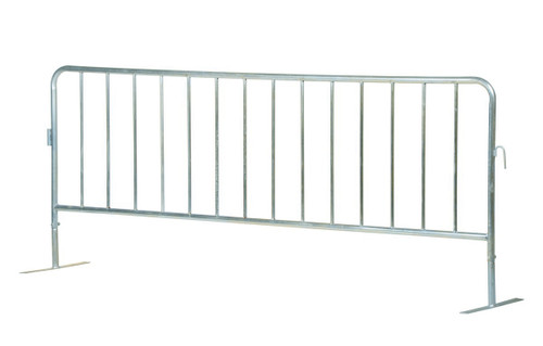 Vestil Steel Heavy Duty Crowd Control Interlocking Barrier with Flat Feet - 101-3/4 In. Length - Silver
