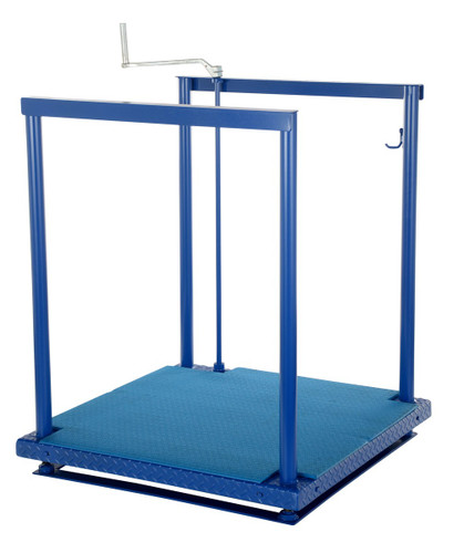 Vestil Steel Ergonomic Post-Crank Worker Platform With Mat - 36 In. x 36 In. x 65-5/8 In. 500 lb - Blue