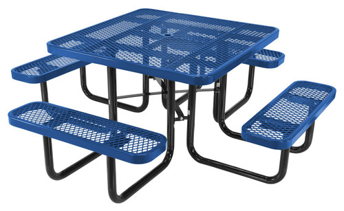 Vestil Steel Picnic Table Expanded Metal Square Top - 46 In. x 46 In. - Blue