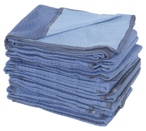 Vestil Polyester Both Sides All Weather Quilted Moving Pads - 80 In. x 72 In. x 1 In. 12 Pack - Blue