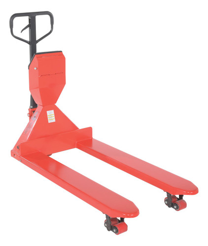 Vestil Steel Low Profile Pallet Truck with Scale - 66 In. x 28 In. x 48 In. 5000 lb - Red