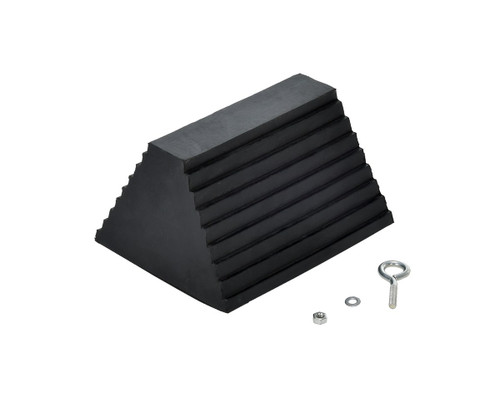 Vestil Molded Rubber Serrated Bottom Wheel Chock - 8 In. x 10-3/4 In. x 6 In. - Black