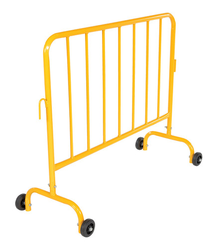 Vestil Steel Crowd Control Interlocking Barrier with Wheeled Feet - 47-1/2 In. Length - Yellow