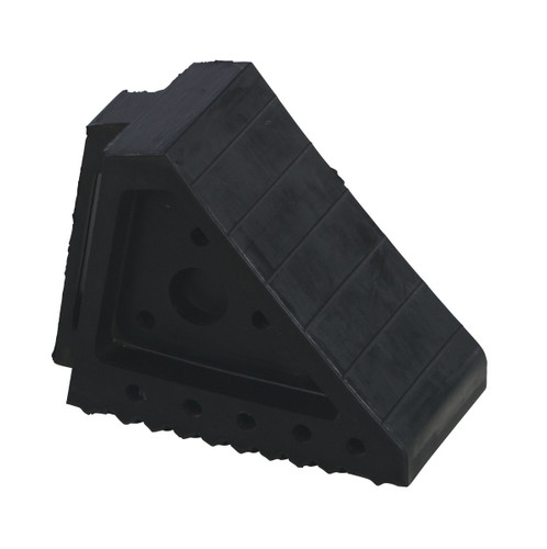Vestil Molded Rubber Wheel Chock with Handle - 8 In. x 4 In. x 6 In. - Black
