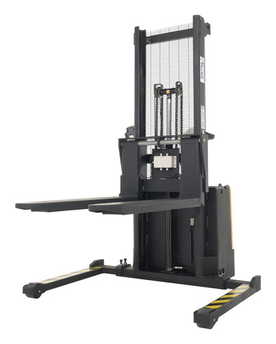 Vestil Steel Adjustable Powered Lift Stacker With Scale - 62 In. Raised Height 2,000 lb Black / - Yellow