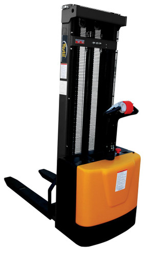 Vestil Steel Fixed Forks Powered Lift Stacker - 118 In. Raised Height 2000 lb Black / - Yellow