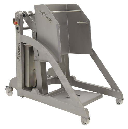 Vestil 304L Stainless Steel DC Powered Drum Dumper - 12 Volt 660 lb - Silver