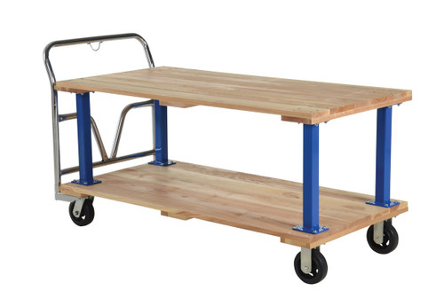 Vestil Hardwood Double Deck Platform Cart 30 In x - 60 In 1,600 lb - Tan