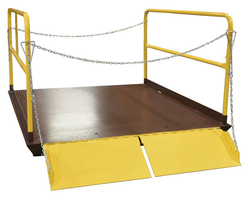Vestil Steel Premium Truck Scissor Dock Lift 7 Ft x - 8 Ft 5,000 lb - Brown/Yellow