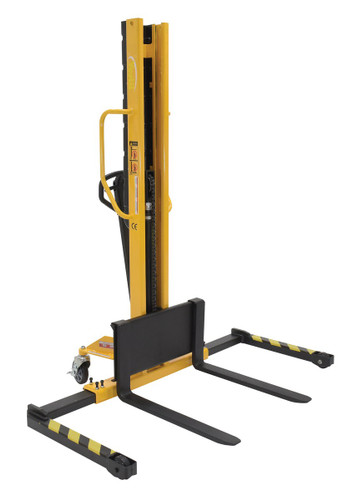 Vestil Steel Manual Stacker Narrow Mast Adjustable Forks/Legs - 1,000 lb Black / - Yellow