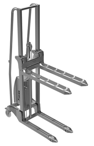 Vestil 304L Stainless Steel DC Powered Power Stacker - 12 Volt 1,300 lb - Silver