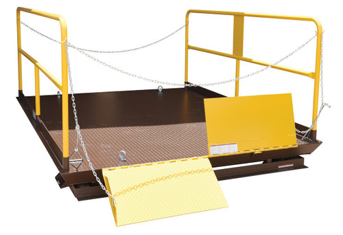 Vestil Steel Premium Truck Scissor Dock Lift 8 Ft x - 10 Ft 6,000 lb - Brown/Yellow