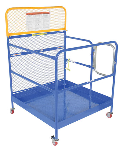 Vestil Steel Work Platform With Poly Casters - 48 In. x 48 In. 1,000 lb - Blue