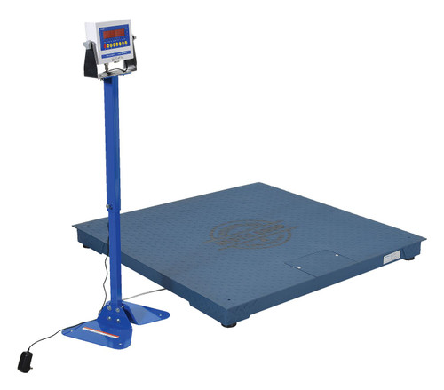 Vestil Steel Electronic Digital Floor Scale - 48 In. x 48 In. x 4-1/2 In. 10,000 lb - Blue
