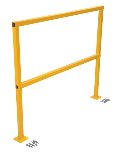 Vestil Steel Safety Handrail with Hardware - 50-1/2 In. x 4 In. x 42 In. - Yellow